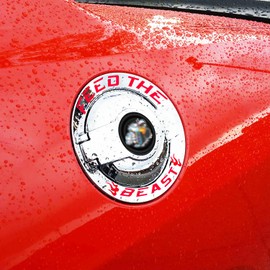 DECALEPIC for 2015-2025 Dodge Challenger Fuel Door Feed The Beast Vinyl Sticker Decal with Unique Design Central Cover
