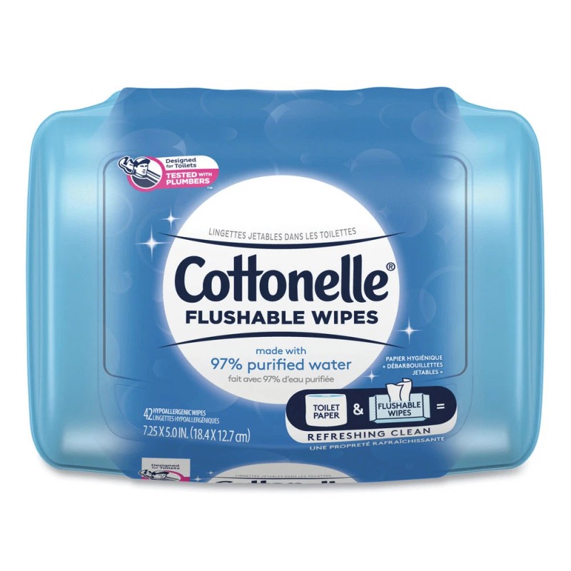 Cottonelle 44932CT Fresh Care Flushable Cleansing Cloths - White (12/CT)