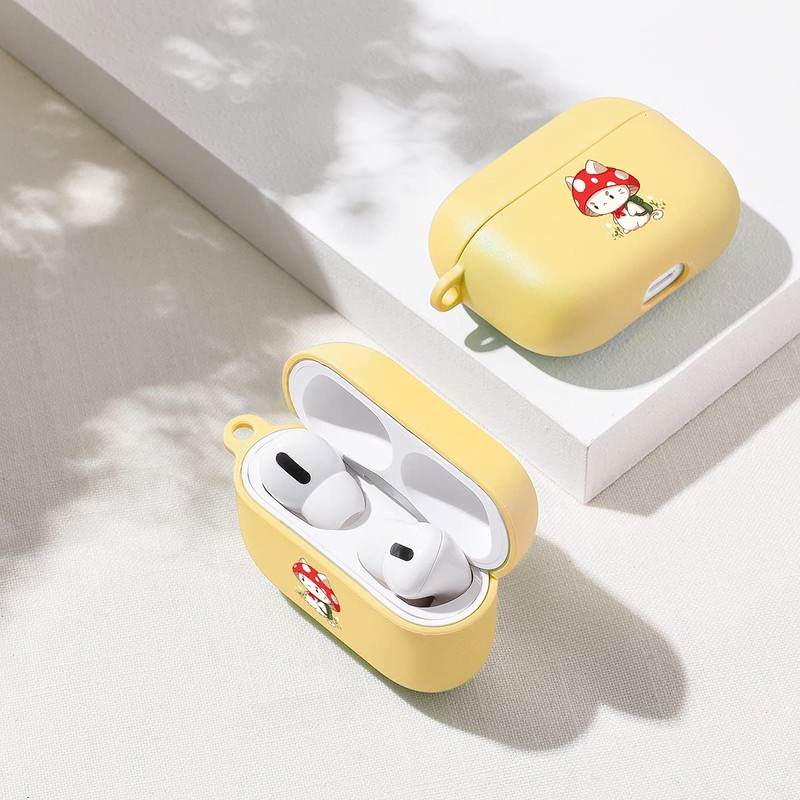 Cute Mushroom Cat Case for AirPods Pro with Keychain, MAYCARI
