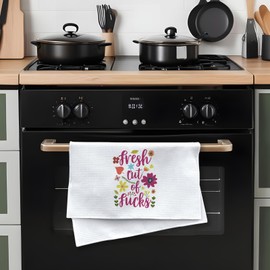 Dhecvbd Fresh Out of FXXks, Funny Kitchen Cooking Home Decoration Dish Towel, Sweet Birthday Gift for Hostess, Wife, Sister, Female Chef, Mother, Housewarming Gift 16x24 inches