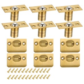 PATIKIL ステンレススチールクローゼットボールキャッチドアハードウェア 6個セット 可変キャビネットドアボールキャッチ クロム仕上げ ストライクプレート＆ネジ付き 室内ドア用 金