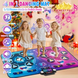 Upgraded Extra Large Electronic Dance Mats, Dance Pad with Single&Double Players Mode, Dancing Music Playmat with LED Light, Challenge Game as Christmas Birthday Gift for Kids Girls Boys 3-12 Year Old