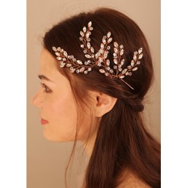 Deniferymakeup Bride Wedding Hair Pins Crystal Bridal Hair Accessories Rhinestone Wedding Hair Pieces for Bride and Bridesmaids (Rose Gold)
