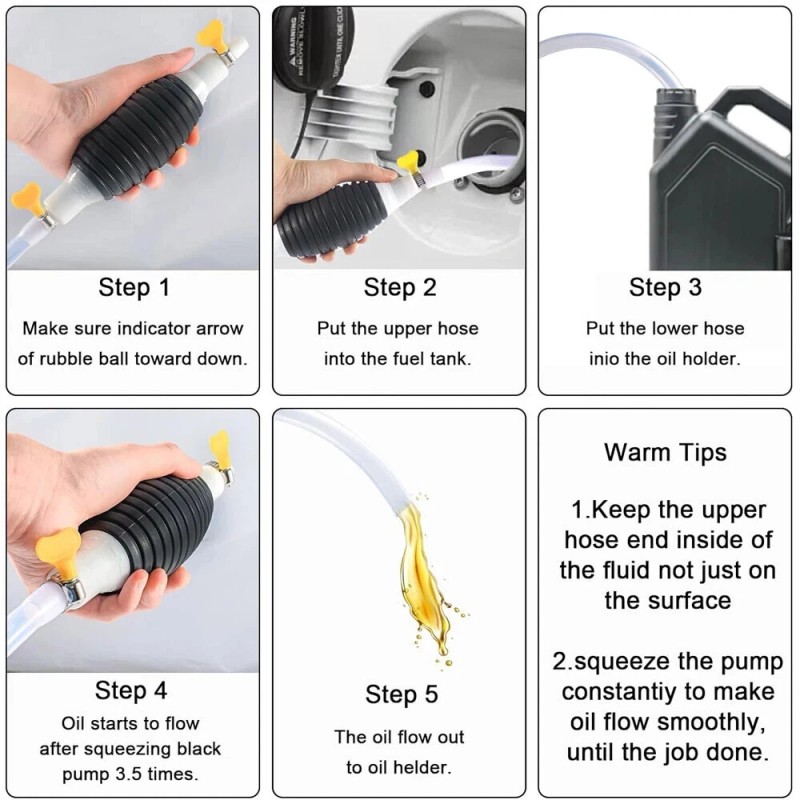 Car Fuel Tank Sucker High Flow Siphon Hand Pump for