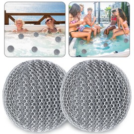 JULMELON Hot Tub Scum Absorber, 2 Pack Spa & Pool Scum Eliminating Balls Reusable Hot Tub Oil Absorbing Sponge Washable Scum Floating Filter to Keep Water Clear for Pool Bath Hot Tub Accessories(Gray)