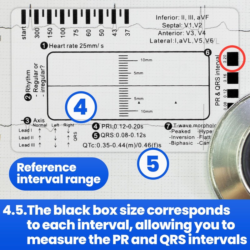 BEIQIYA 3pcs ECG 7 Step Ruler, Transparent EKG Calipers Ruler,