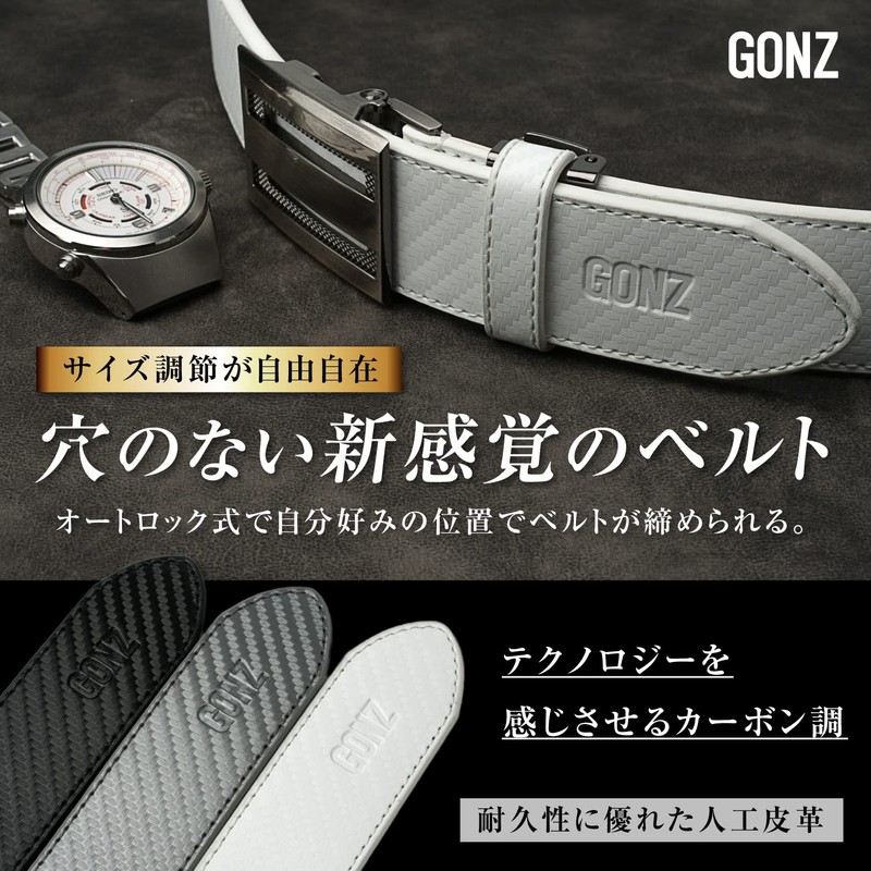 GONZ Golf Belt, Men's, Men's Belt, Large Size, Stepless Adjustable
