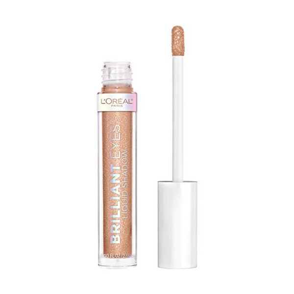 L'Oreal Paris Makeup Brilliant Eyes Shimmer Liquid Eye Shadow, Longwearing Lasting Shimmer, Crease Resistant, Flake-Proof, Precision Applicator, Quick Dry, Non-Greasy, Amber Sparkle, 0.1 Oz