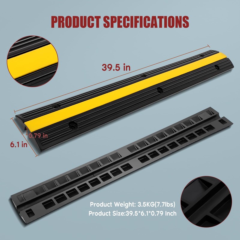 Floor Cord Cover, Heavy Duty 18000 lbs Loading Capacity, PVC