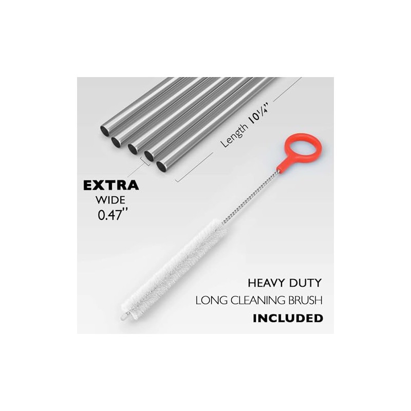 Fiesta First 5 Extra Wide Long Stainless Steel Silver Reusable