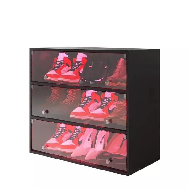 RGB LED Shoe Box Wooden Sneakers Display Storage Cases,Up To