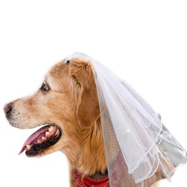 LERTREE Big Bow Hair Clips for Dog, Wedding Veil with Pearl Bridal Dog Headdress for Valentine's Day Wedding Party Costum