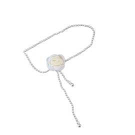 Lu's Chic Women's Pearl Belts Adjustable Waist Chain Belt For Dress Buckle Cocktail 2025 Convertible Holographic Belt White X-Small-Large