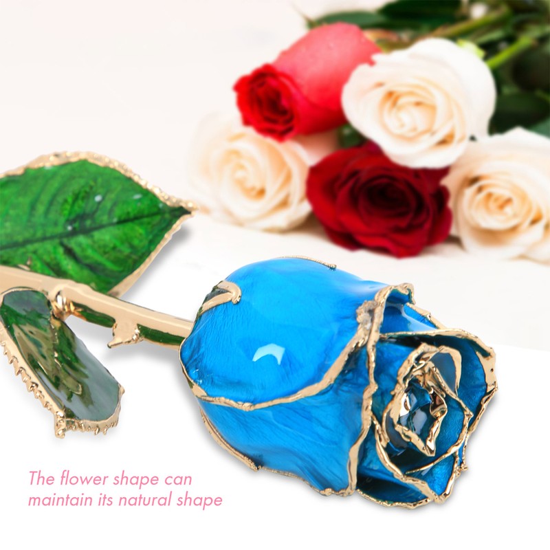 24K Gold Plating Rose Flower with Base Gift for Valentines