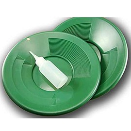Lot of 2-10" Green Gold Mining Pans w/Bottle Snuffer