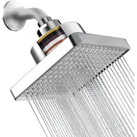 20 Etapas Filtro De Agua Para Regadera, 6"Cabezal de ducha de lluvia de alta presión con filtrado, Agua Para Eliminar Cloro, Impurezas Y Olores, Ideal Para Todo Tipo De Baño(plateado)