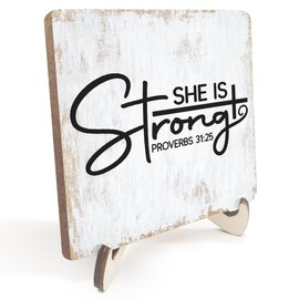 Inspirational Wood Sign Rustic Desk Decor Home House Office Work Table Desk Accessories Decorative Motivational Christian Gifts Religious Bible Verse Faith Decorations Office Supplies Cubicle Decor