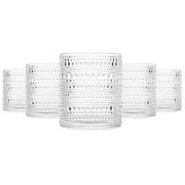 cosnou Glassware Set of 6, 13 OZ/390ml Hobnail Kitchen Glassware, Embossed Vintage Glass for Water, Cocktail, Soda, Beverage, Juice