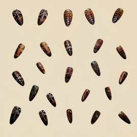 Christmas Press on Nails Almond Fake Nails Brown with Gingerbread Man design False Nails Stick on Nails Medium Length Christmas Acrylic Nails Holiday Glue on Nails for Women Xmas Nails24pcs