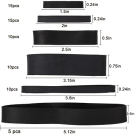 65Pcs Rubber Bands Assorted Sizes Black 6 sizesMixed wide Elastic Bands for for Survival Office Supply Tactical Rubber Bands