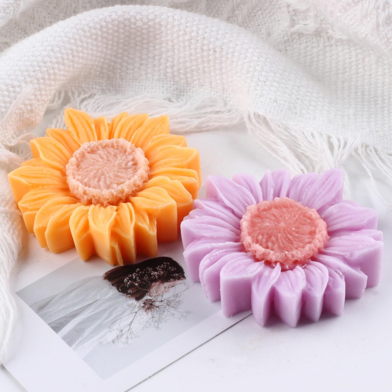 XIAOSHUI Sunflower Candle Mold Daisy Flower Candle Silicone Molds Flower