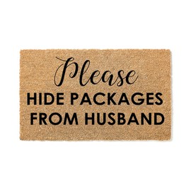 WoodByStu Closing Gift, Housewarming, Outside, Doormat, Cute Welcome, Welcome Mat, Funny Doormat, Door Mat, Please Hide Packages from Husband, Funny Door Gift, Housewarming, House Warming 1126stk