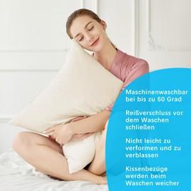 ATsense Set of 2 cushion covers, 40 x 40 cm, 100% cotton, wool white pillowcase with zip, super soft cushion cover, Oeko-Tex certified, suitable for allergy sufferers