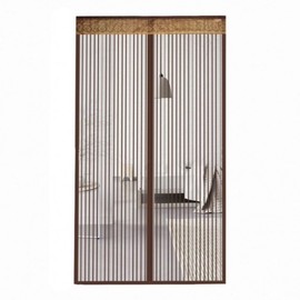 Striped Brown Magnetic Screen Door Mosquito Net 100x210cm
