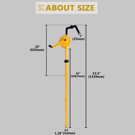 TOPWAY 55 Gallon Polypropylene Hand Rotary Drum Barrel Chemical Liquid Pump For Rapid Transfer Of Water, Fuel, Corrosive Liquids And More