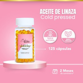 Bikini Burn Aceite de Linaza 100% Puro | Cápsulas Blandas Cold Pressed | Omega 3 ALA Vegano | Sin Aditivos, Sin Crueldad Animal | Apoyo Diario para Vitalidad