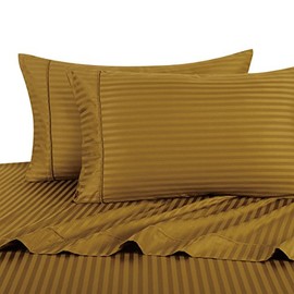 Royal Hotel's Striped Bronze 300-Thread-Count 4pc Full Bed Sheet Set 100-Percent Cotton, Sateen Striped, Deep Pocket, 100% Cotton