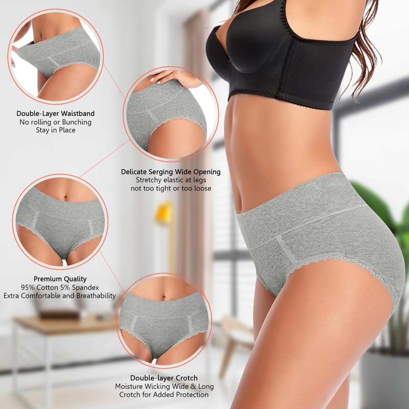 MISSWHO Plus Size Underwear For Women Cotton Postpartum Stretch Panties