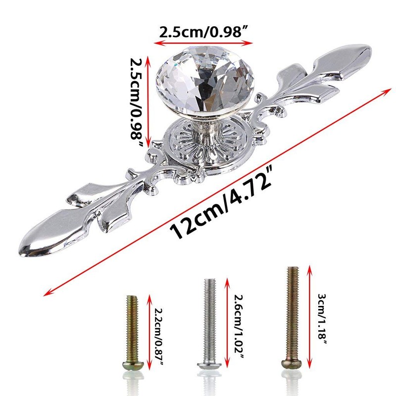 BSTKEY 10 Pack Crystal Drawer Knobs with Silver Plate -