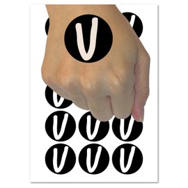 Letter U Uppercase Felt Marker Font Temporary Tattoo Water Resistant Fake Body Art Set Collection - 54 1" Tattoos (1 Sheet)