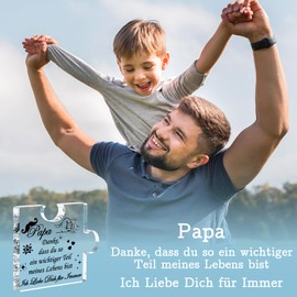 Geschenke für Papa, Geburtstagsgeschenk Acryl Plakette Geschenke für Papa von Tochter Sohn, Gravierte Puzzle Form Vater Weihnachten Vatertagsgeschenk