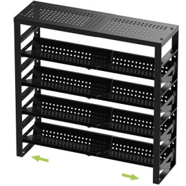 Jojocross Expandable, Stackable, Adjustable Spice Rack kitchen Organizer,Metal Pantry Storage Shelves - Multi-Tier Shelf for Cabinet, Countertop, Pantries, Cupboard or Wall Mount,Black