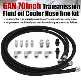 6AN 70" Transmission Fluid Oil Cooler Hose Line kit for GM Chevy Transmission 4L80E TH350 TH400 4L60E 700R4 200-4R TR6060 Ford AOD 4R100 4R70W and C5 Stainless Steel Braided PTFE Hose