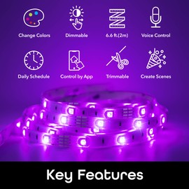 Geeni Prisma Strip USB Smart LED Strip Lights, Indoor/Outdoor Adhesive Strips, Lights for TikTok, Alexa and Google Home Compatible. No Hub Required (2M Light Strips)