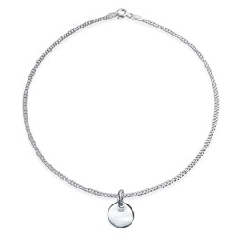 Tiny Minimalist ABC Round Disc Block Letter Alphabet M Initial Anklet For Teen For Women .925 Sterling Silver 10 Inch