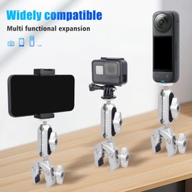 Mechrig Bike/Motorcycle Mount, 360° Dual Swivel Head Bike Handlebar Adapter Mount with Adapter Compatible with Action Cameras