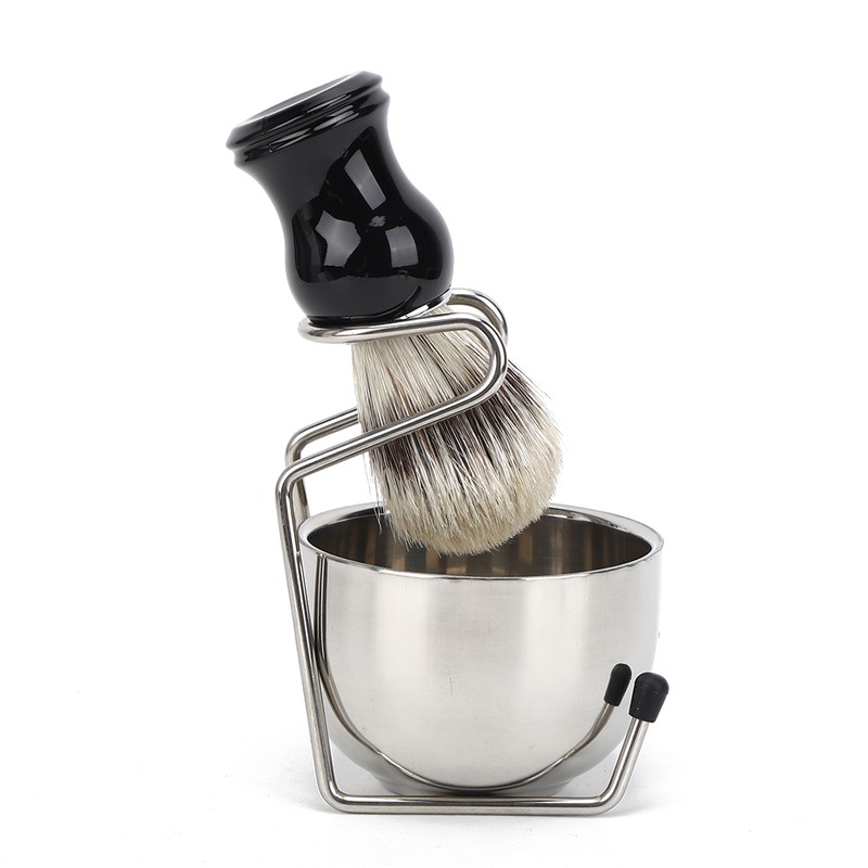 3Pcs/Set Shaving Tool Kit Brush with Stainless Steel Bowl Bracket