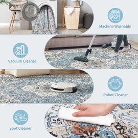 Ciicool Washable Vintage Area Rug, 2x3ft Small Boho Rug, Ultra Soft Rugs for Entryway, Non-Slip Entry Rugs Oriental Low-Pile Indoor Mat Floor Carpet for Entrance Bedroom Kitchen Bathroom Foyer Decor