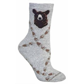 Wheel House Designs Women's Grizzly Bear Socks 9-11 Gray
