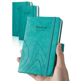 AISBUGUR Pocket Notebook, Small Notebook, 2-Pack Total 320 Pages,3.7" x 5.7" Pocket Notebook (2 Pack, Turquoise Wave)