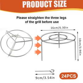 Ruayia 1 x Air Fryer Grate, Round, 6 Inches, Stainless Steel Airfryer Insert Accessories with 24 Pieces Barbecue Skewers, Meat Skewers, Reusable BBQ Grilling, Grill Accessories for Meat, Vegetables