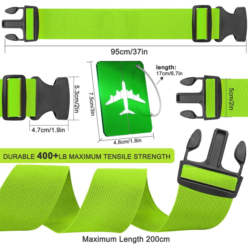 PUWOWYE Pack of 4 Suitcase Strap, Suitcase Strap Eye-catching, Adjustable