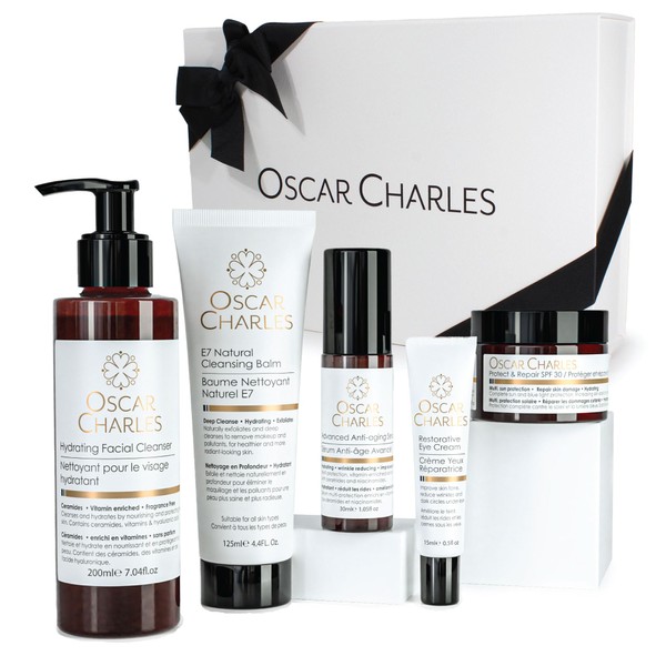Oscar Charles Luxury Skincare Gift Set, 5-Piece Anti-Ageing Collection with