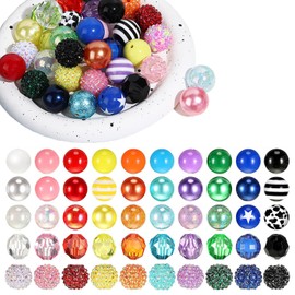 50 Pcs 20 mm Beads for Pens,Bright Rhinestone Beads,Beaded Pen Supplies,Mix Color Round Bead for Keychain Bag Necklace Bracelet Jewelry Making DIY Crafts Beadable Items