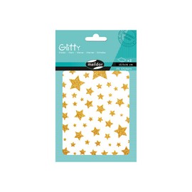 Maildor - Ref AE150C - Glitty Stickers (Pack of 2 Sheets) - Stars Designs - Gold - 16 x 10.5cm, Printed in Colour Glitter, Contains 151 Stickers in Total