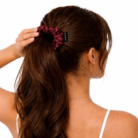 Casa Della Silk Grande Mulberry Silk Scrunchies x3 – Large – Bordeaux Red